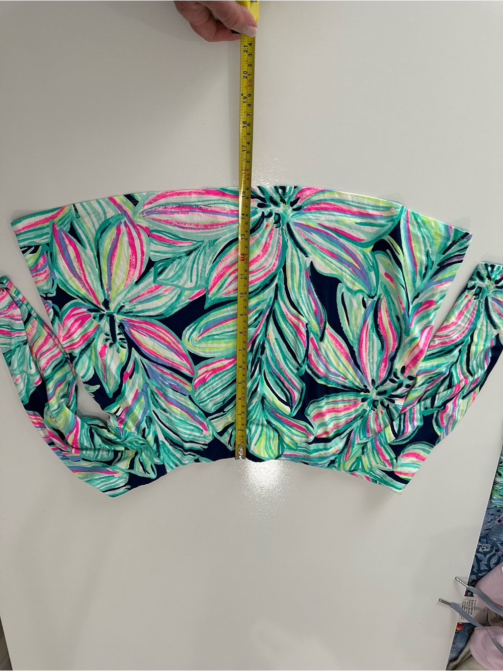 Tropical Floral  Top and Wide Leg Pants - Mint, Navy & Pink. - Picture 13 of 14